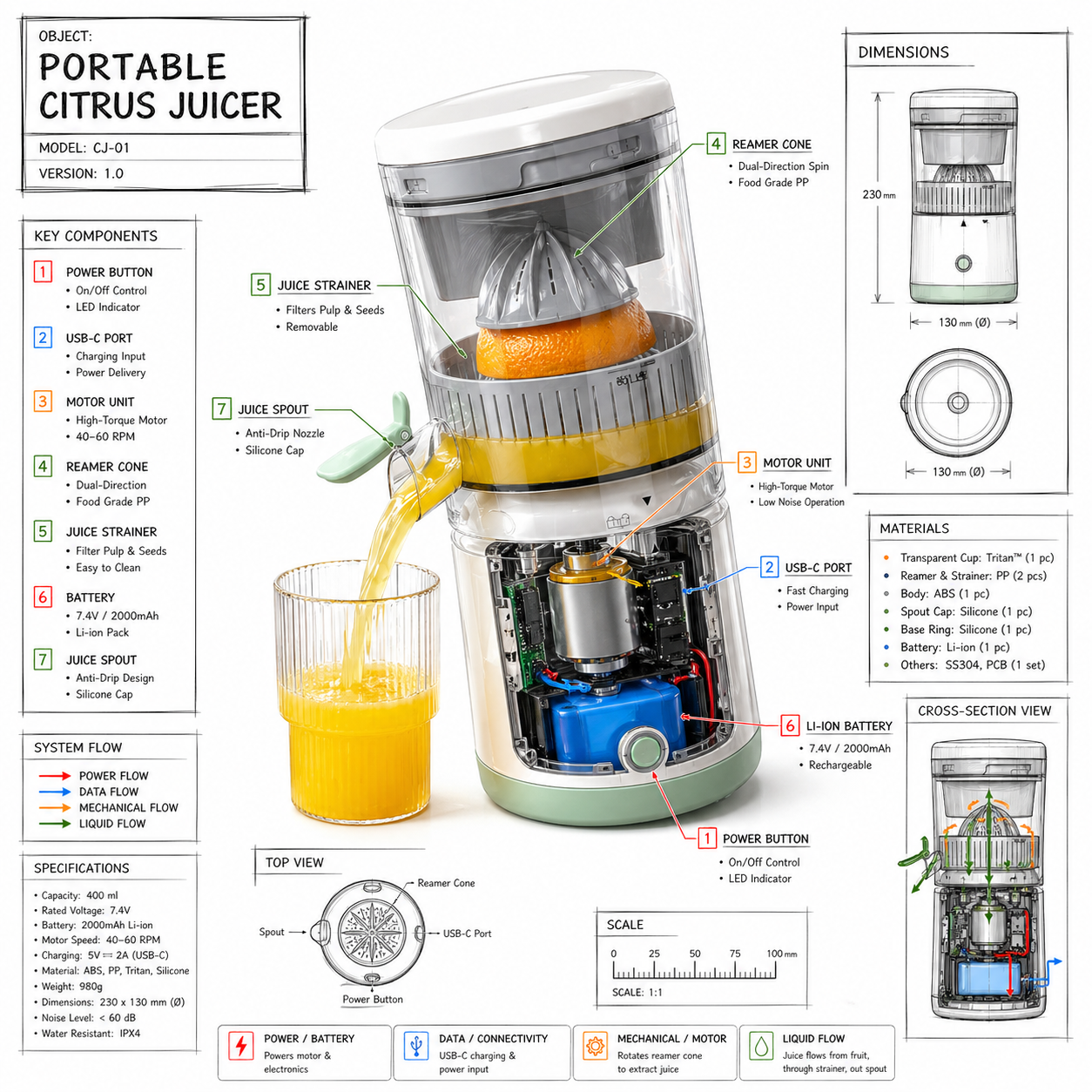 Portable Electric Citrus Juicer